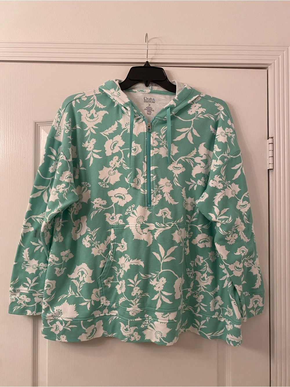 Croft & Barrow Mint Green Floral Hoodie Jacket Size 2X